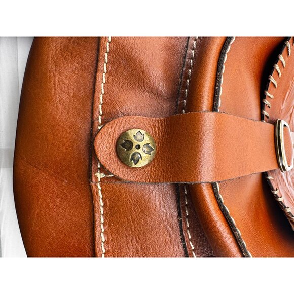 Patricia Nash Italian Leather Saddle Bag Tooled Floral Crossbody Western Boho - Picture 5 of 16